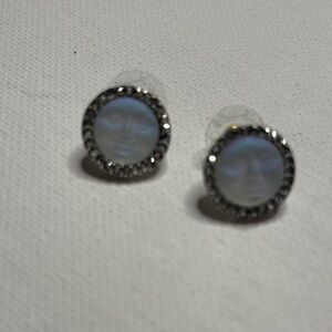 Silver Kirks Folly Moon Face Earrings